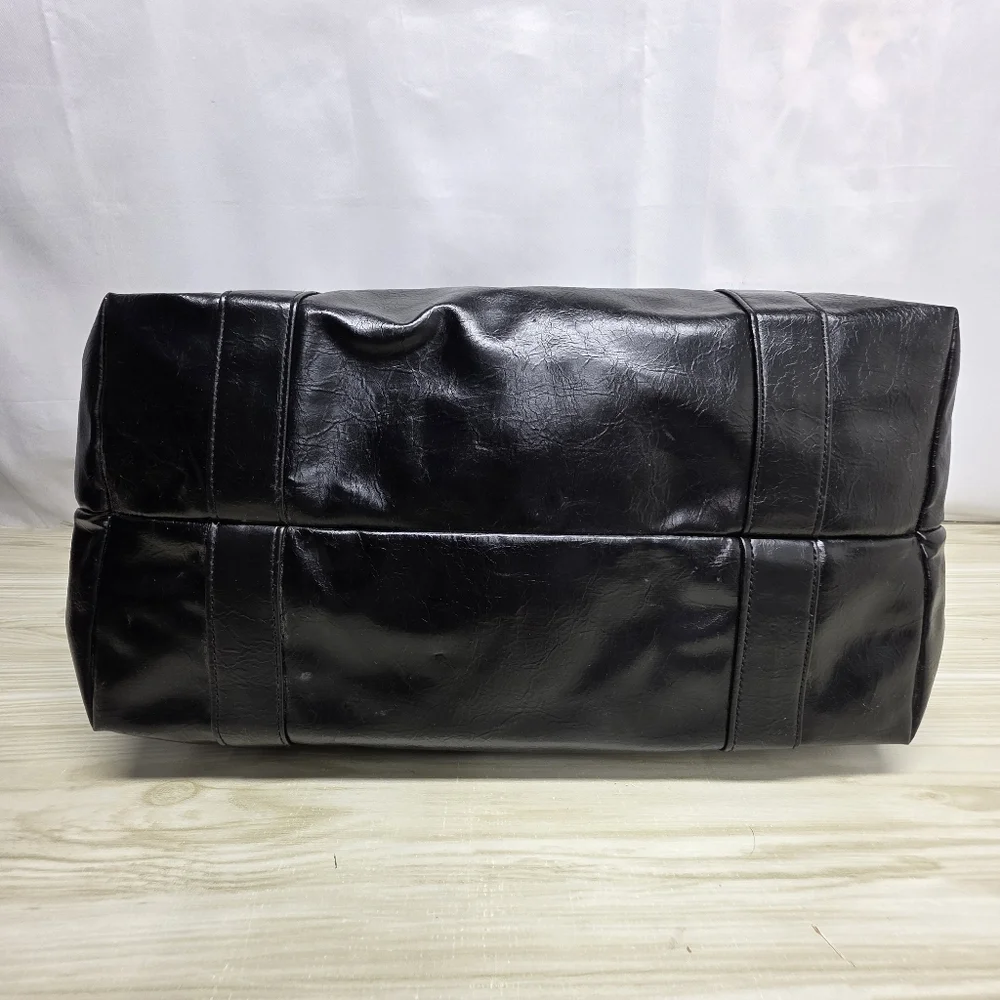 John Varvatos Black Faux Leather Weekender